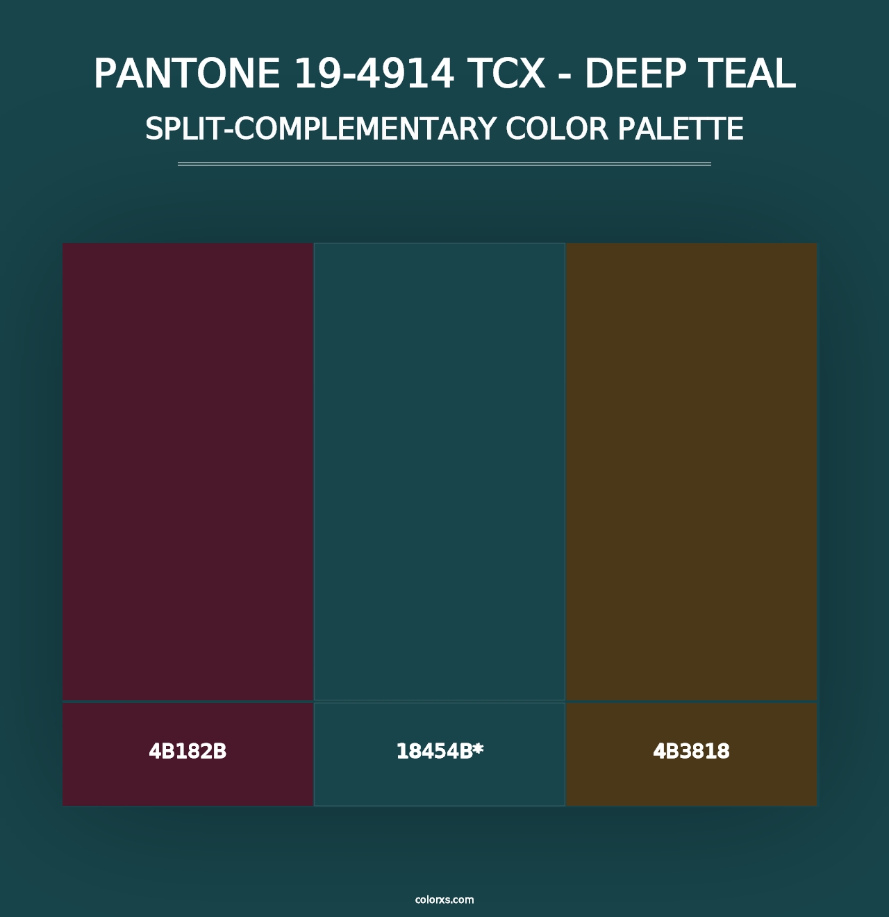 PANTONE 19-4914 TCX - Deep Teal - Split-Complementary Color Palette