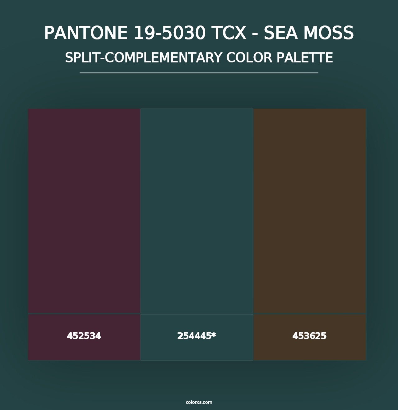 PANTONE 19-5030 TCX - Sea Moss - Split-Complementary Color Palette