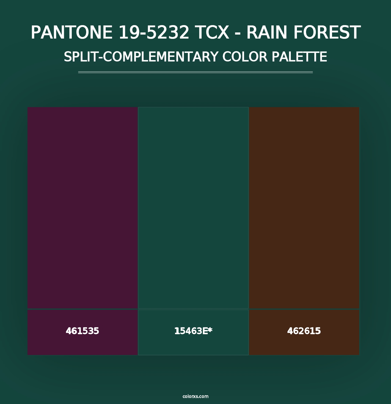 PANTONE 19-5232 TCX - Rain Forest - Split-Complementary Color Palette