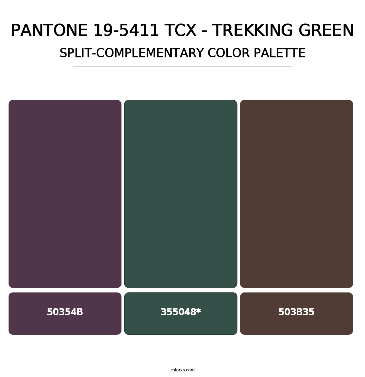 PANTONE 19-5411 TCX - Trekking Green - Split-Complementary Color Palette