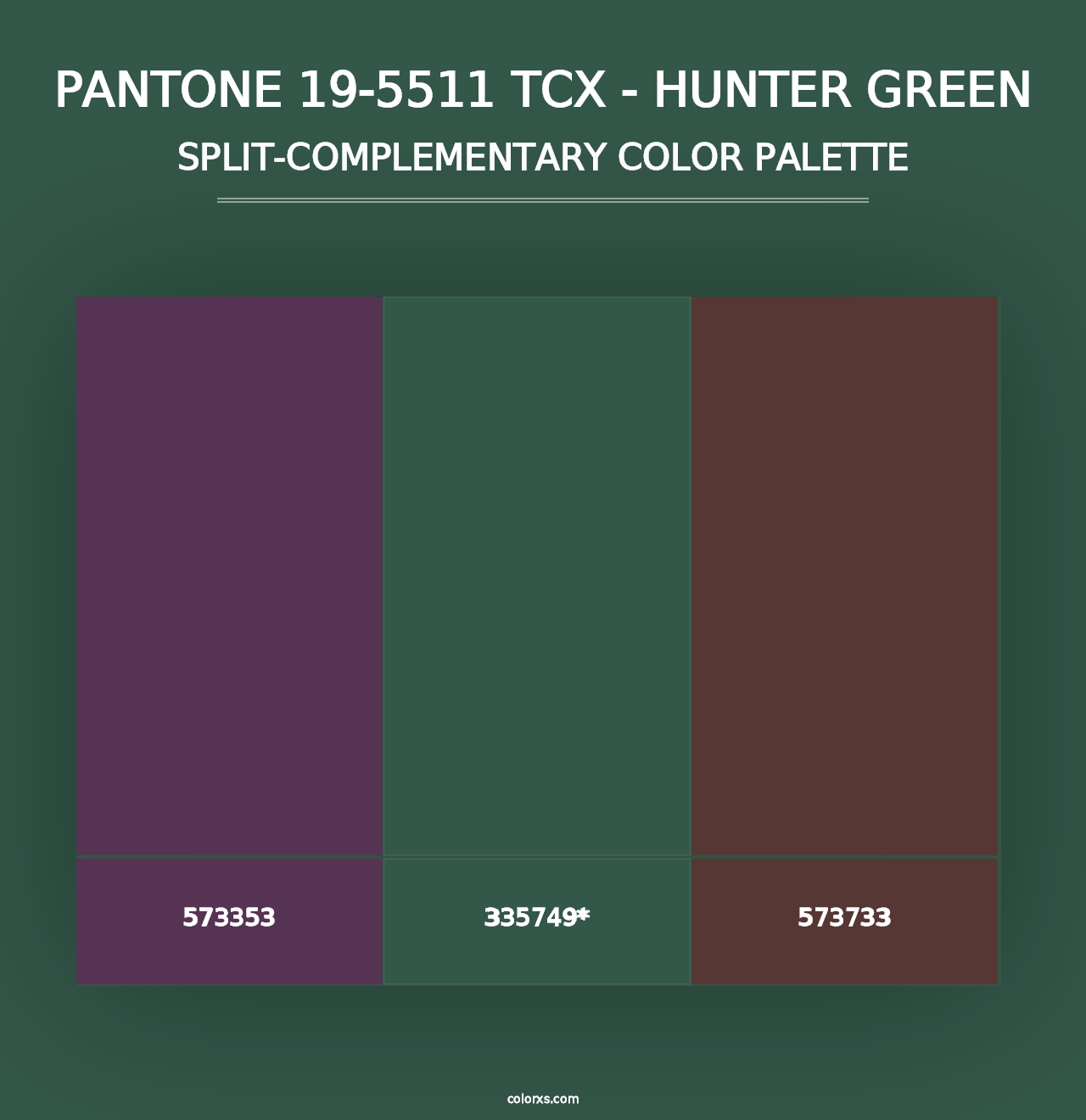 PANTONE 19-5511 TCX - Hunter Green - Split-Complementary Color Palette