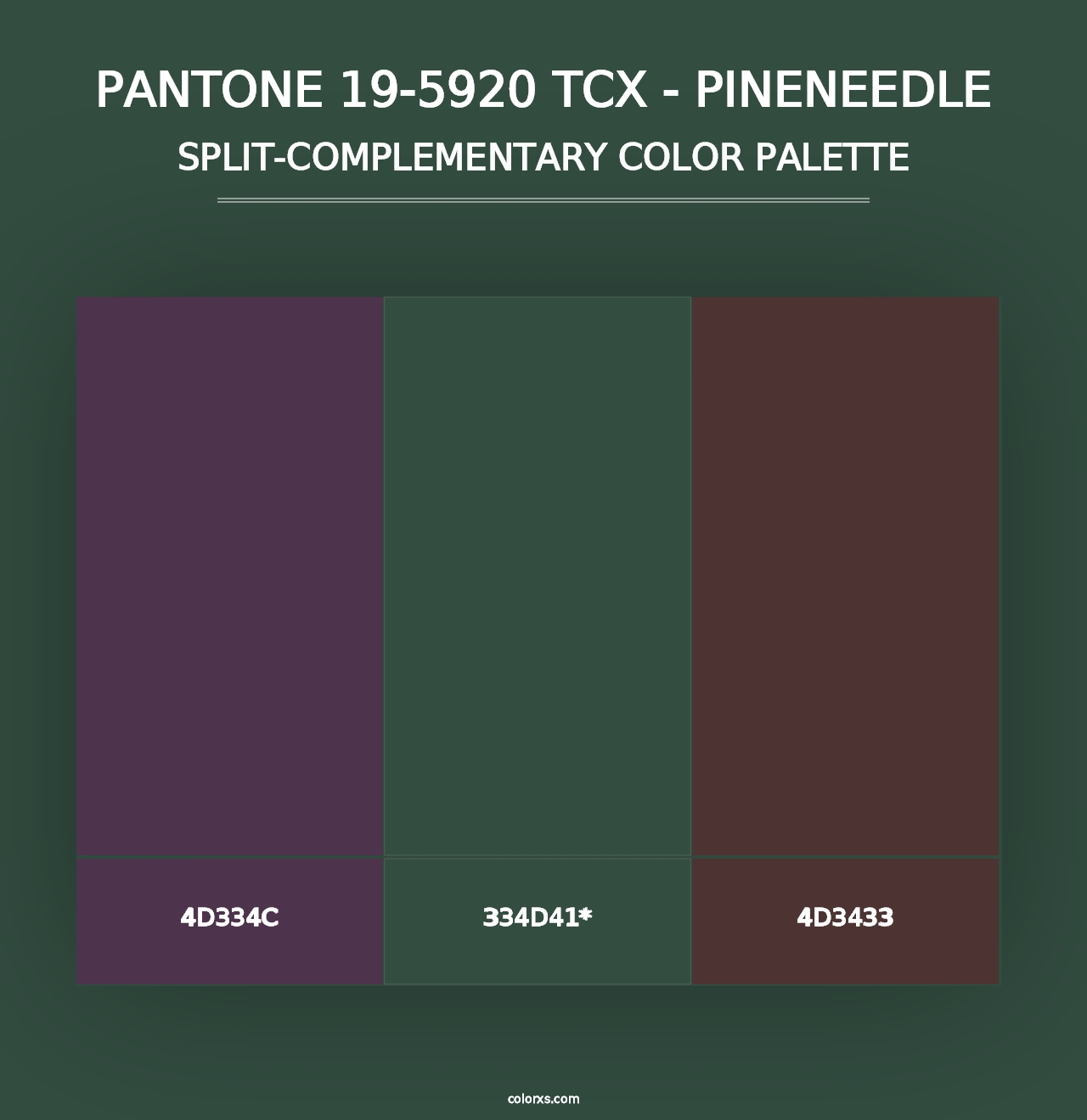 PANTONE 19-5920 TCX - Pineneedle - Split-Complementary Color Palette