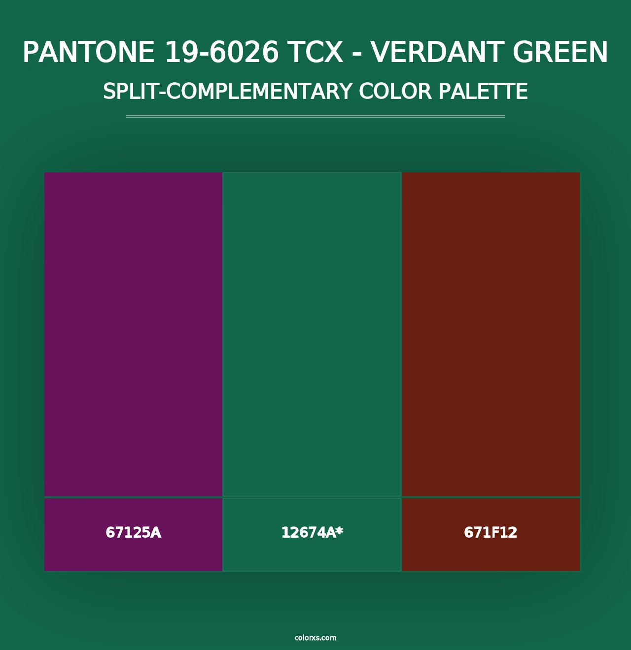 PANTONE 19-6026 TCX - Verdant Green - Split-Complementary Color Palette