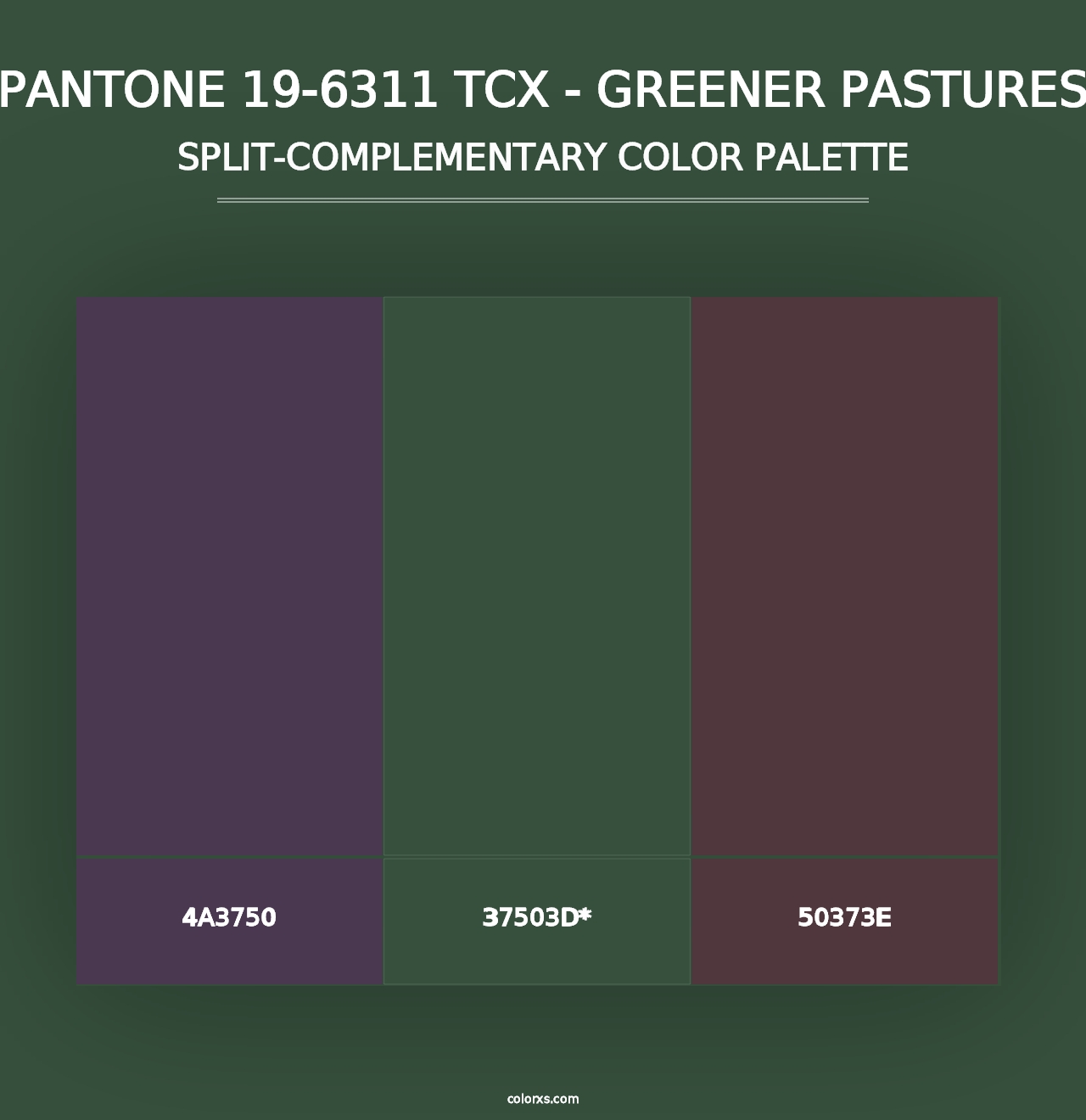 PANTONE 19-6311 TCX - Greener Pastures - Split-Complementary Color Palette