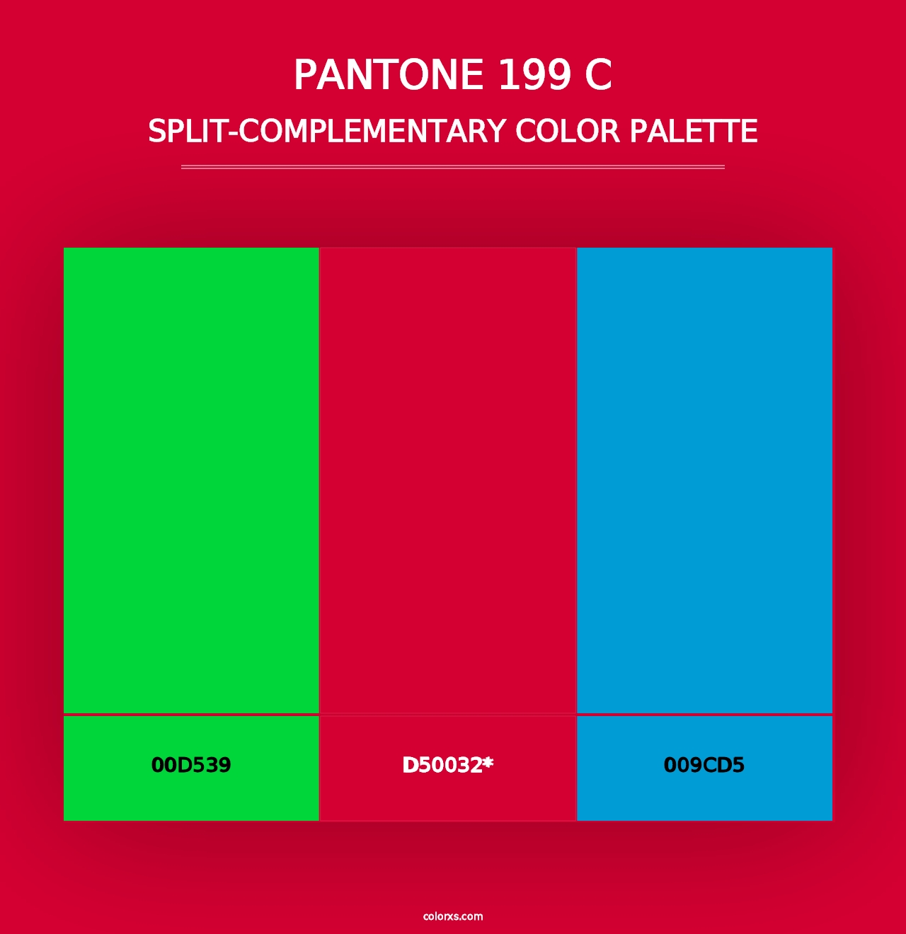 PANTONE 199 C - Split-Complementary Color Palette