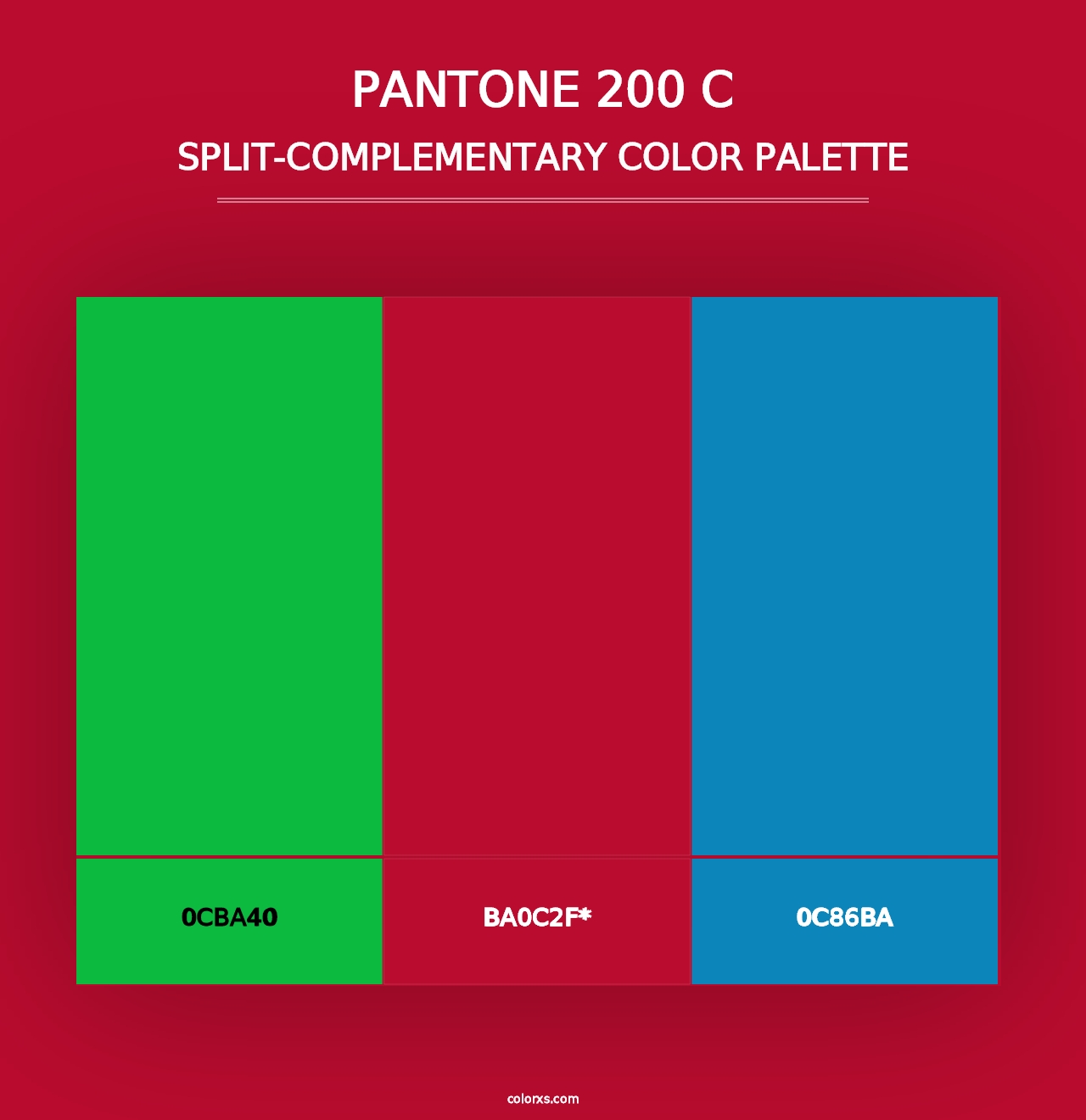 PANTONE 200 C - Split-Complementary Color Palette