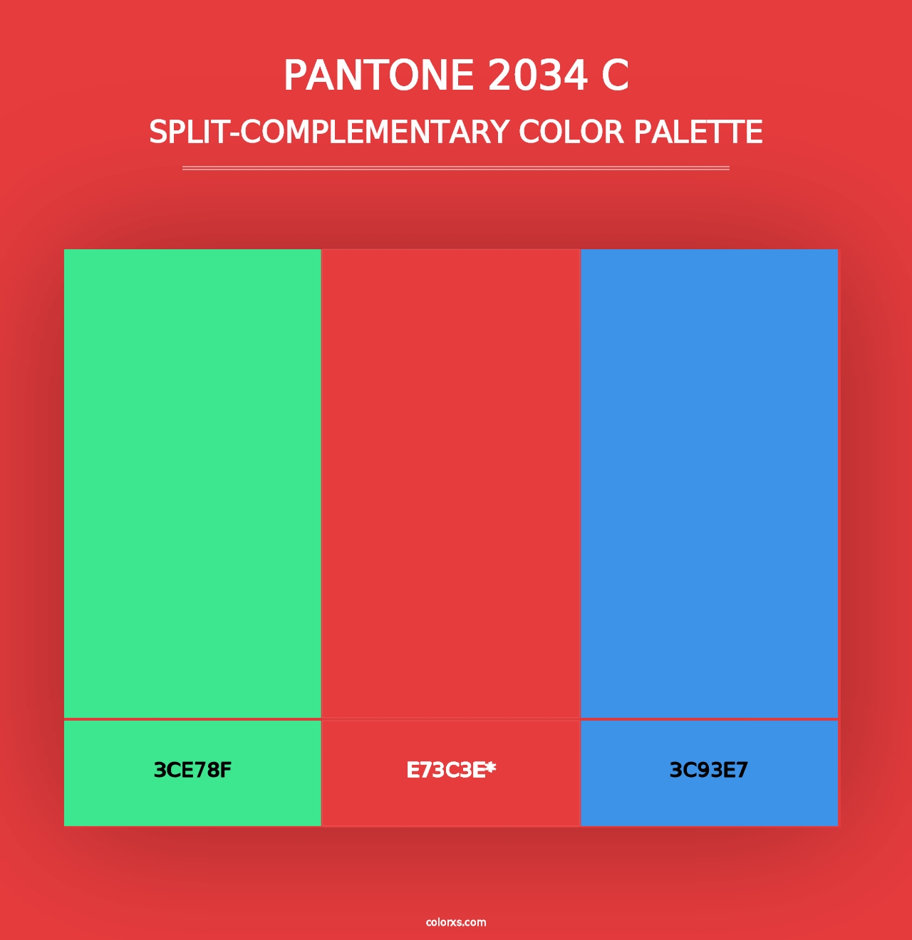 PANTONE 2034 C - Split-Complementary Color Palette