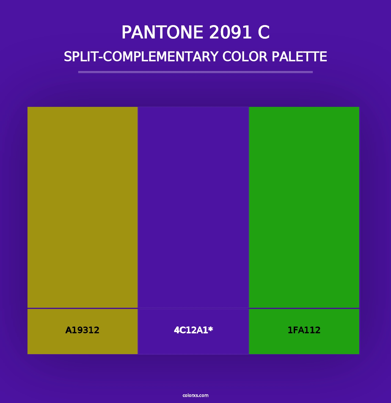 PANTONE 2091 C - Split-Complementary Color Palette