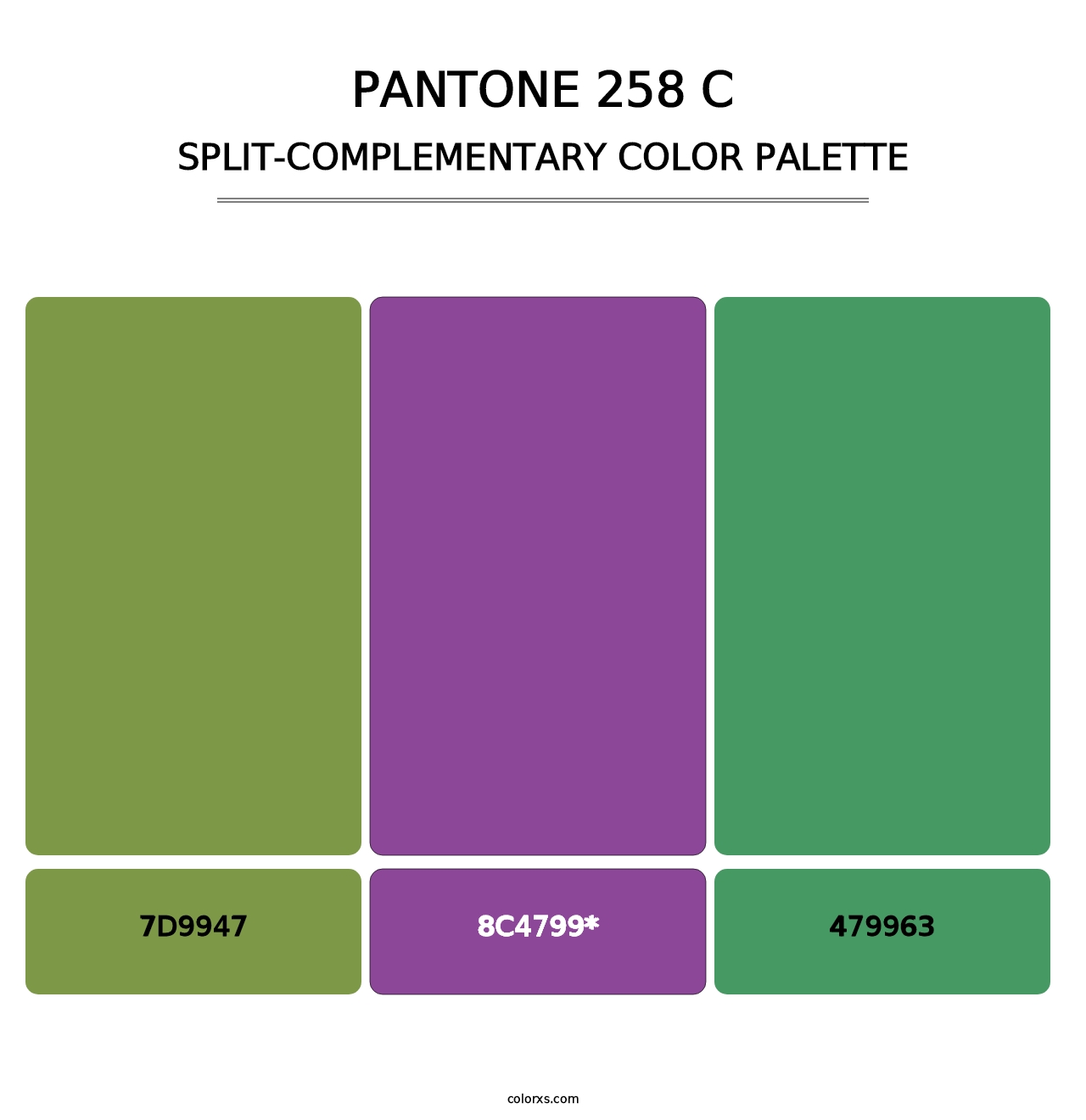 PANTONE 258 C - Split-Complementary Color Palette