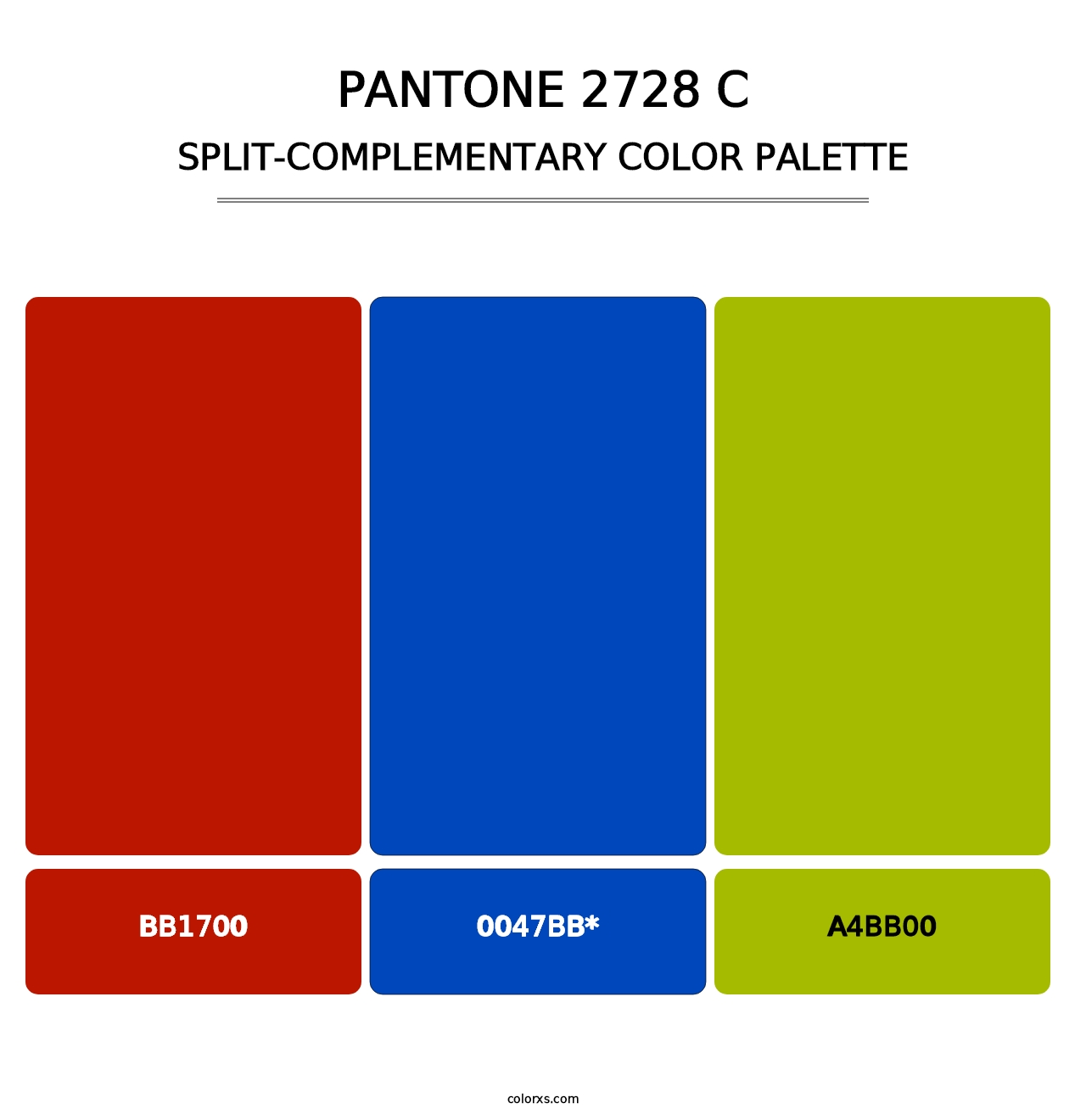 PANTONE 2728 C - Split-Complementary Color Palette