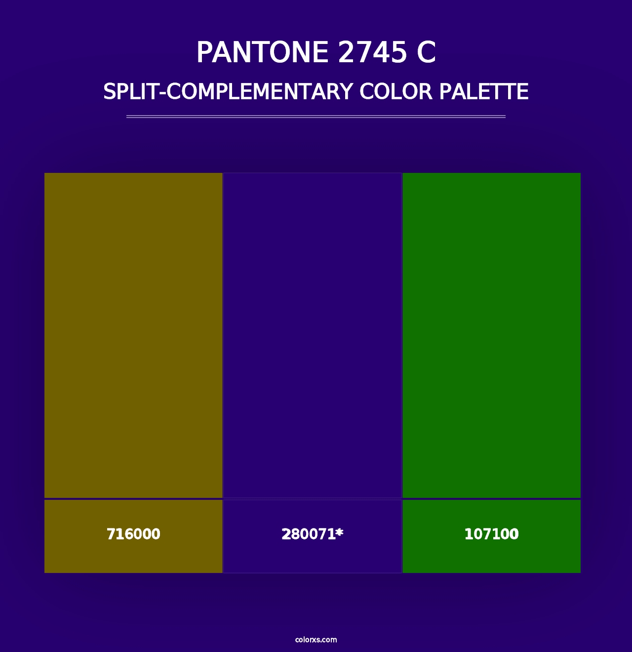 PANTONE 2745 C - Split-Complementary Color Palette