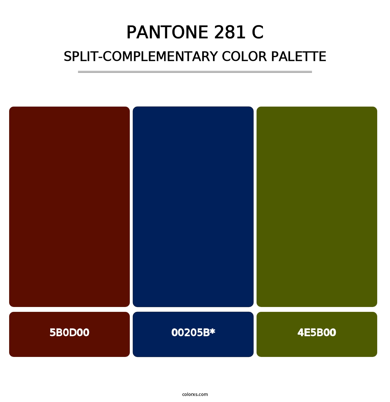 PANTONE 281 C - Split-Complementary Color Palette