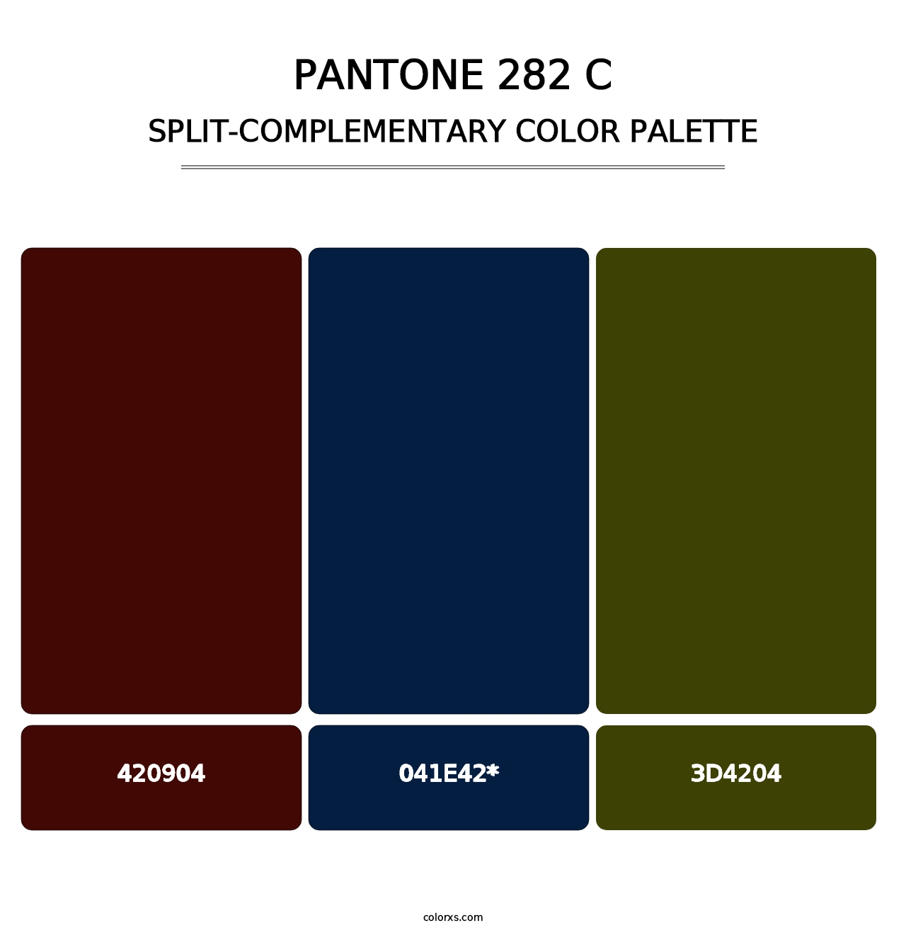 PANTONE 282 C - Split-Complementary Color Palette