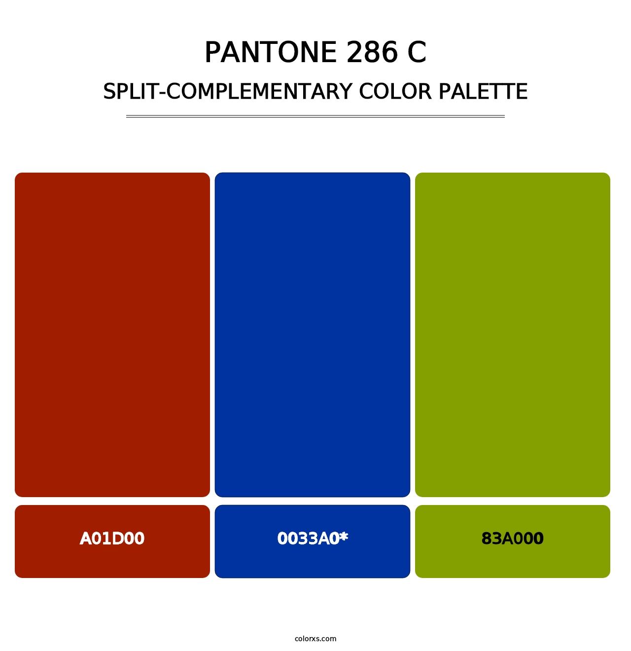 PANTONE 286 C - Split-Complementary Color Palette