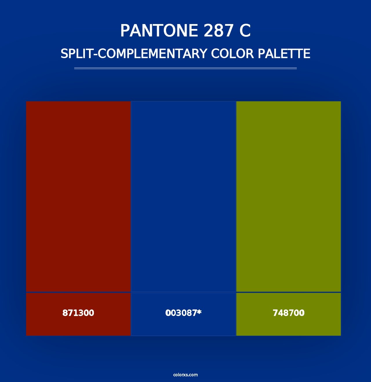 PANTONE 287 C - Split-Complementary Color Palette