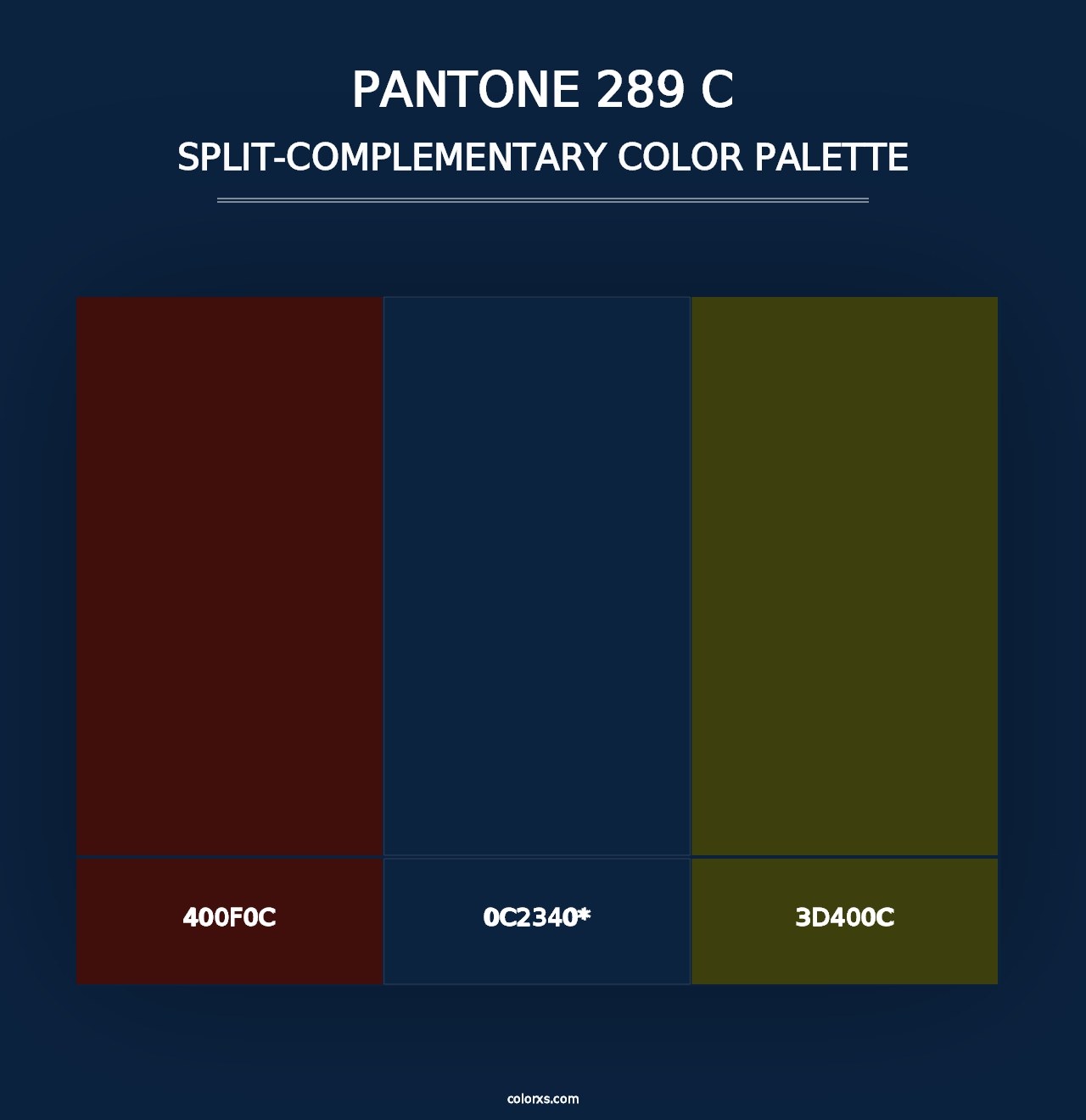 PANTONE 289 C - Split-Complementary Color Palette