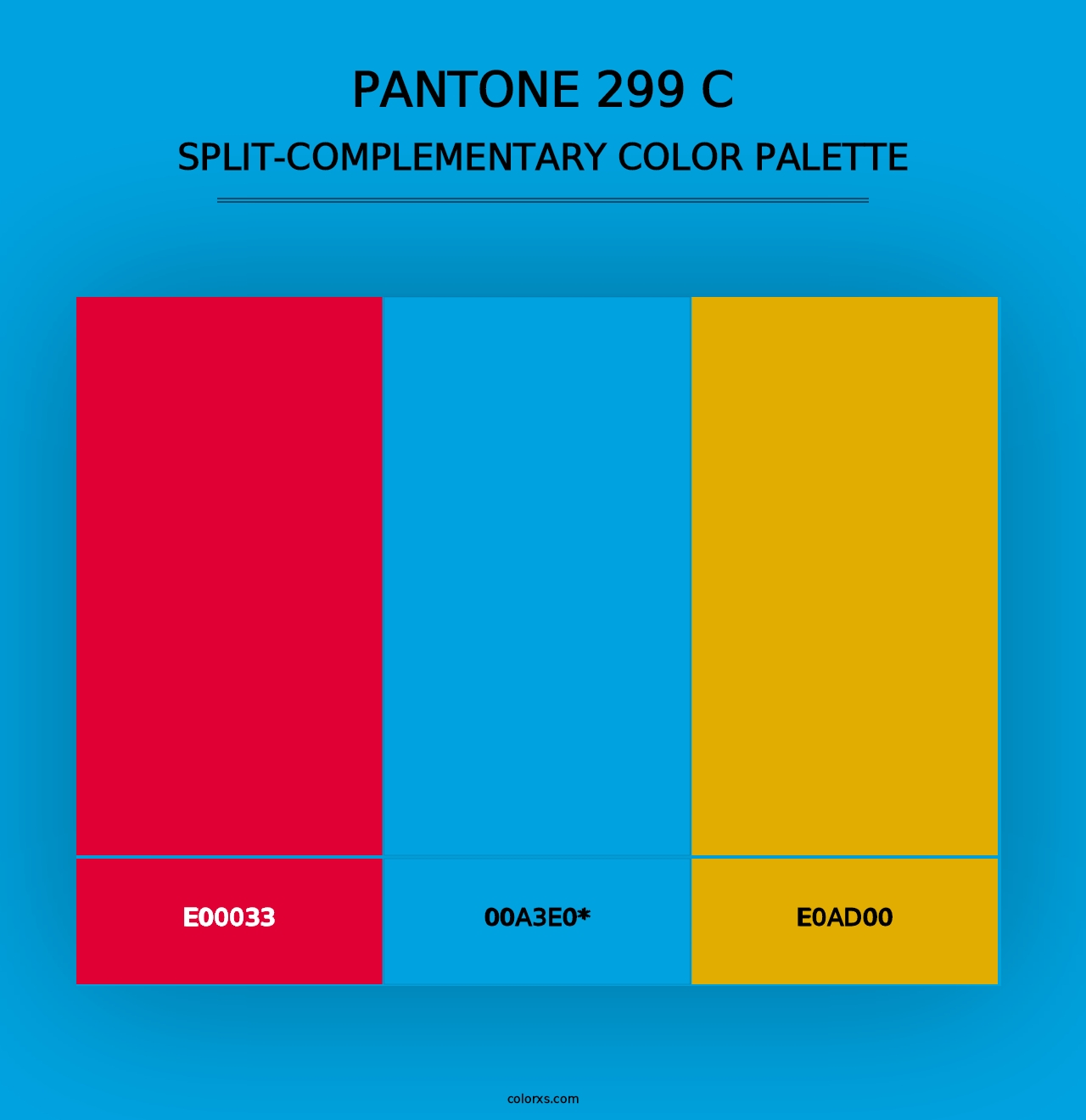 PANTONE 299 C - Split-Complementary Color Palette