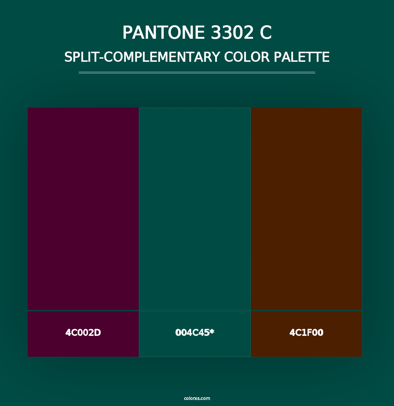 PANTONE 3302 C - Split-Complementary Color Palette