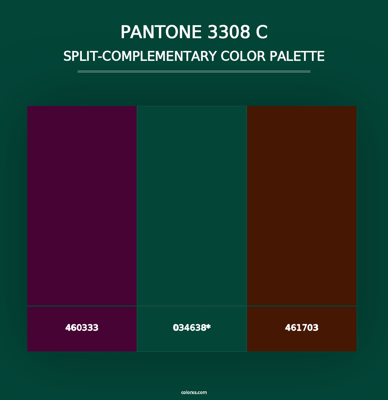 PANTONE 3308 C - Split-Complementary Color Palette