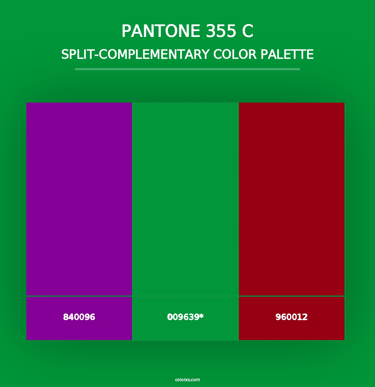 PANTONE 355 C - Split-Complementary Color Palette