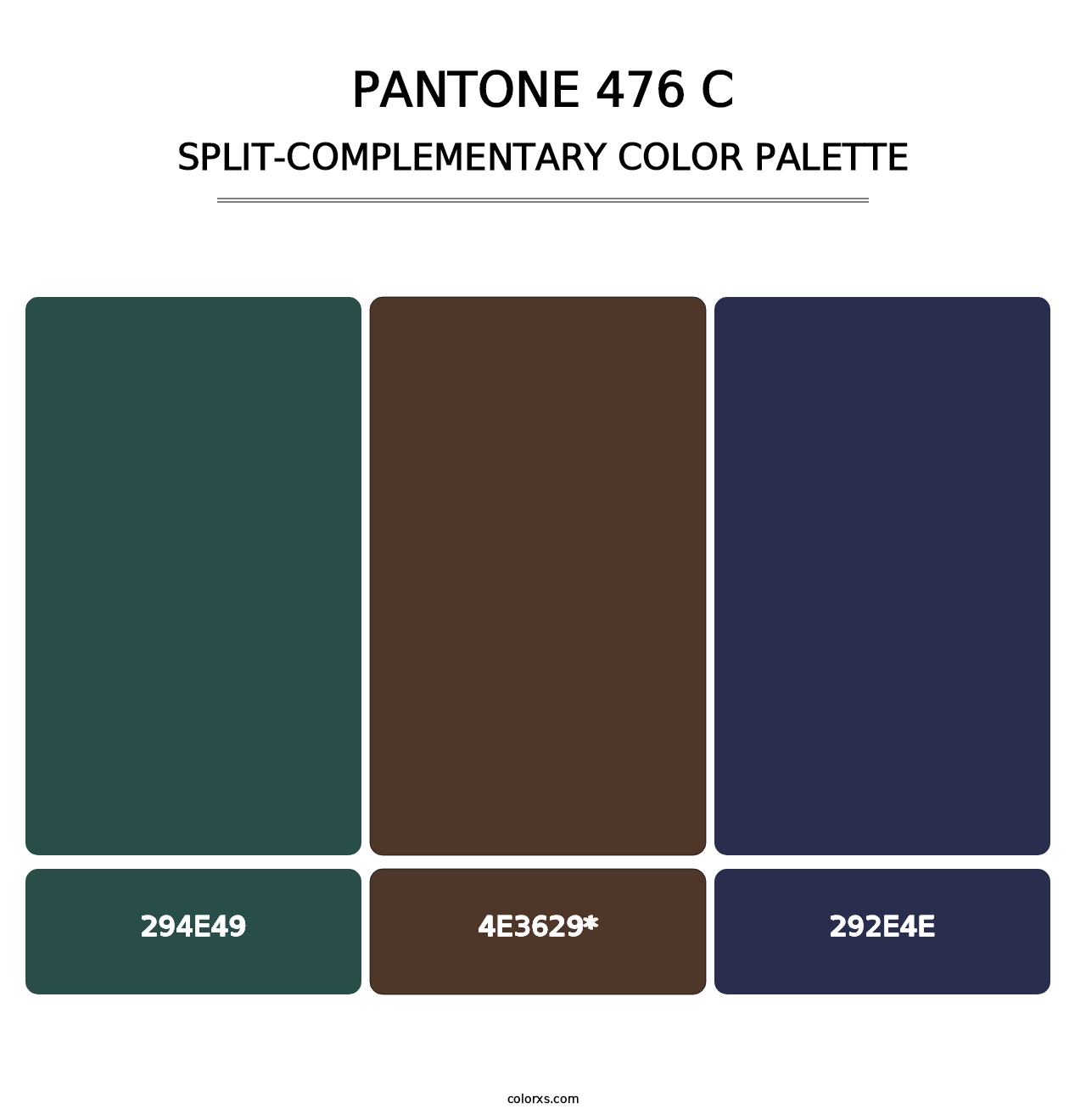 PANTONE 476 C - Split-Complementary Color Palette