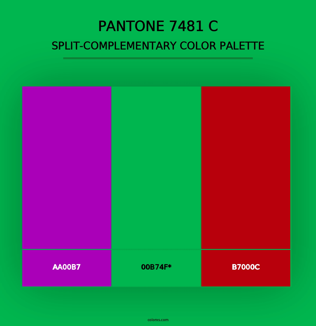 PANTONE 7481 C - Split-Complementary Color Palette