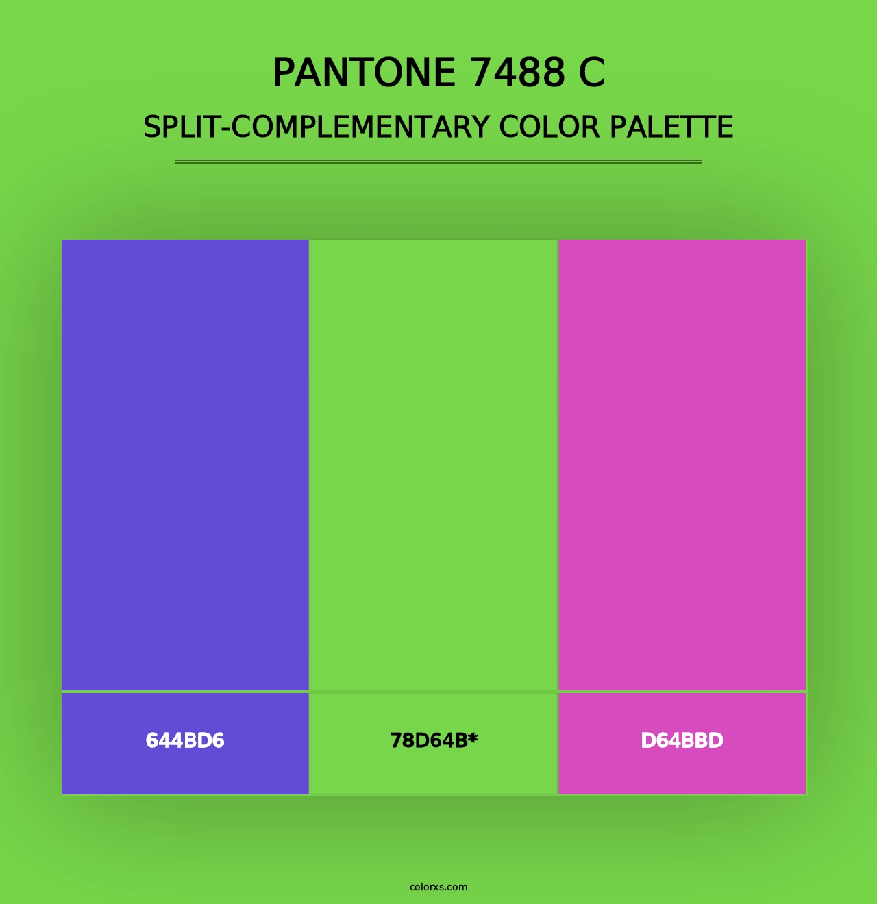 PANTONE 7488 C - Split-Complementary Color Palette