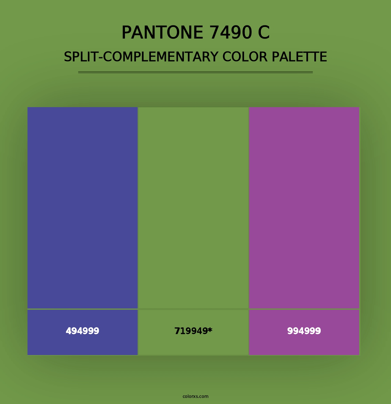 PANTONE 7490 C - Split-Complementary Color Palette