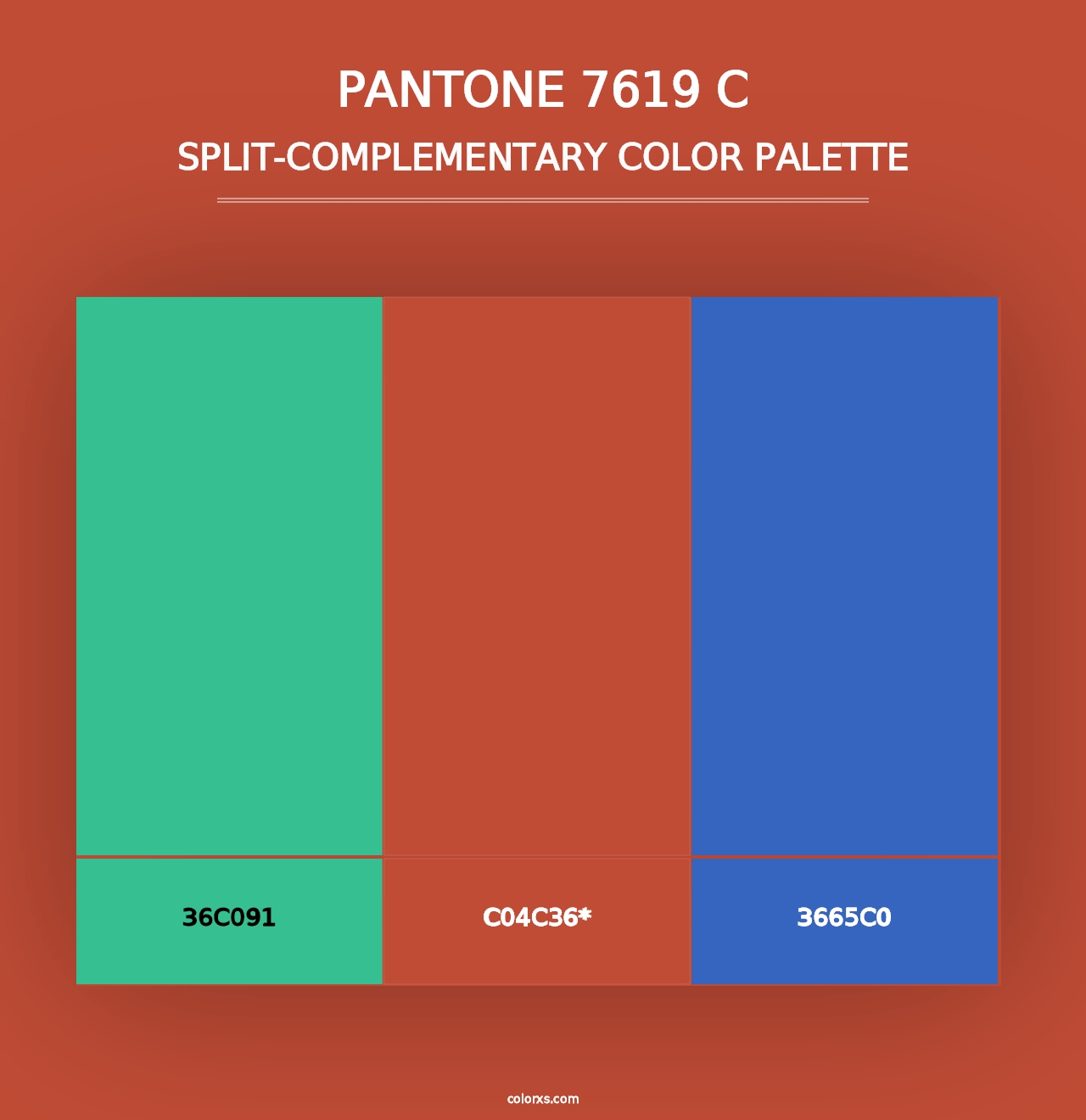 PANTONE 7619 C - Split-Complementary Color Palette