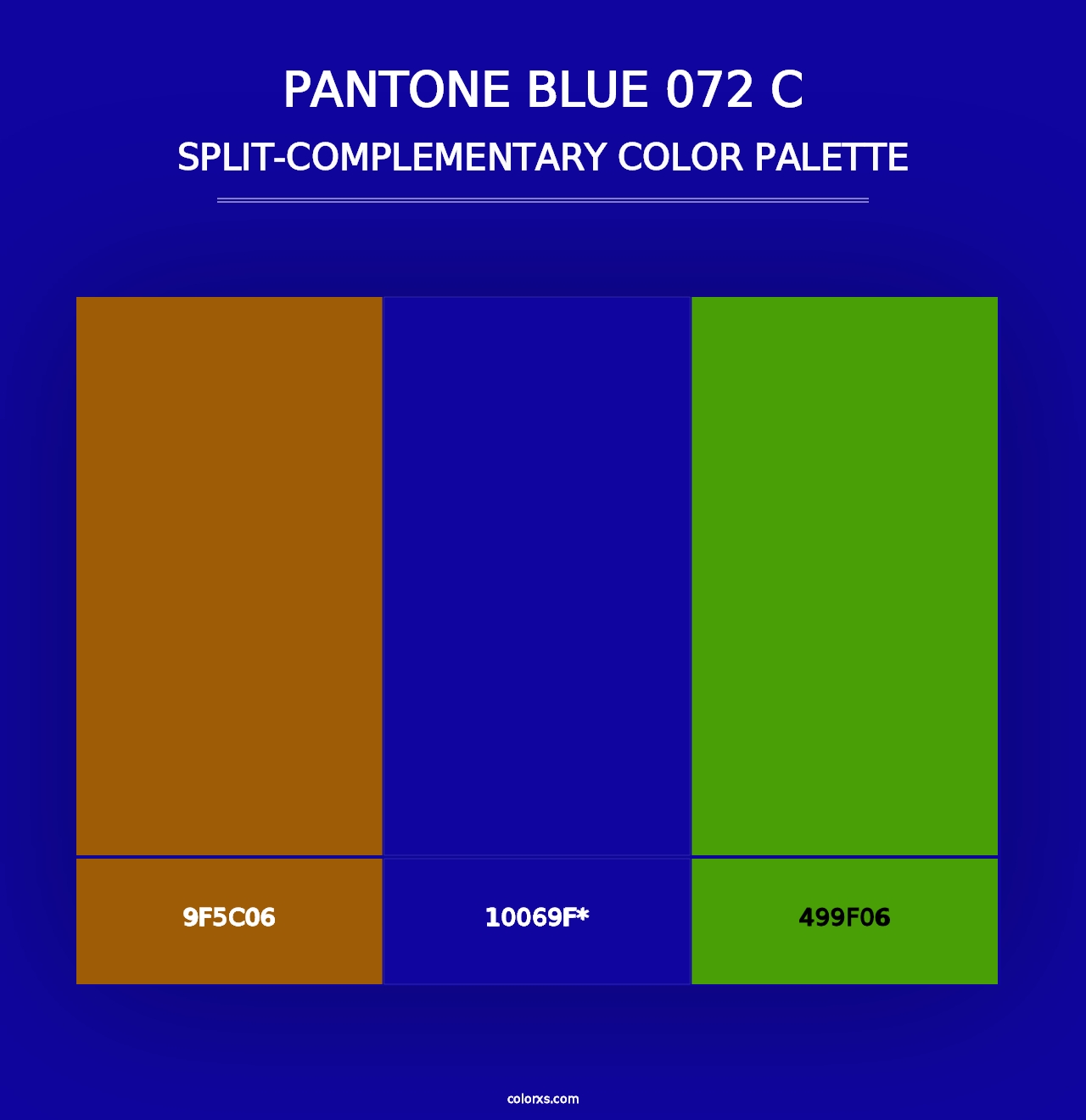 PANTONE Blue 072 C - Split-Complementary Color Palette