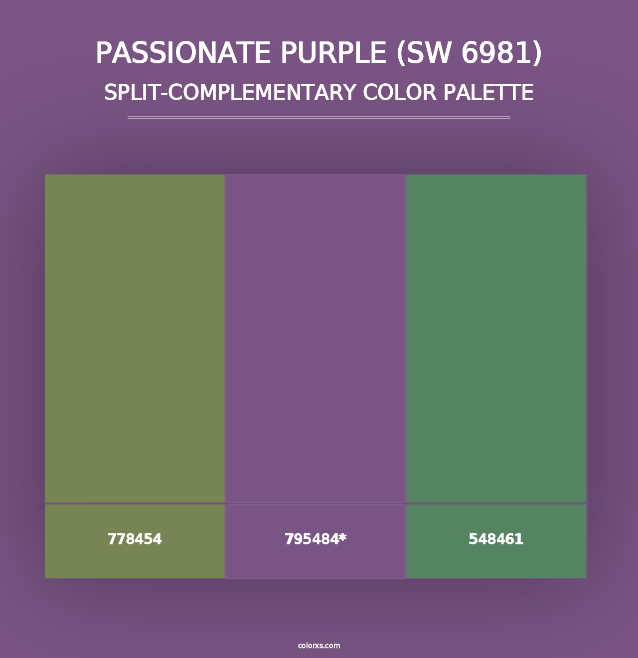 Passionate Purple (SW 6981) - Split-Complementary Color Palette