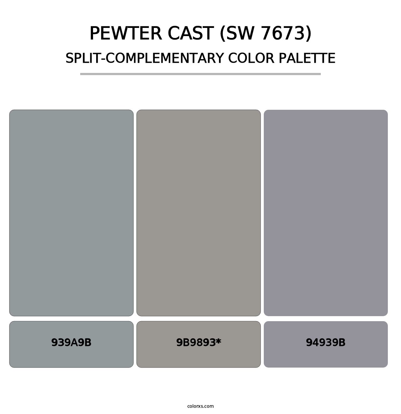 Pewter Cast (SW 7673) - Split-Complementary Color Palette