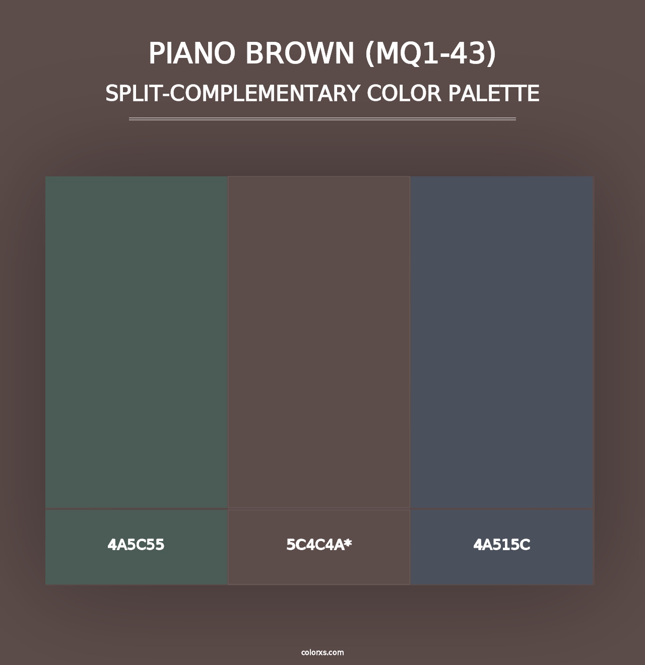 Piano Brown (MQ1-43) - Split-Complementary Color Palette