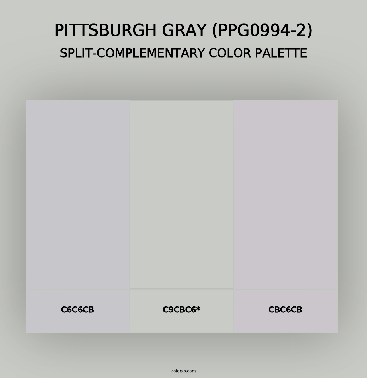 Pittsburgh Gray (PPG0994-2) - Split-Complementary Color Palette