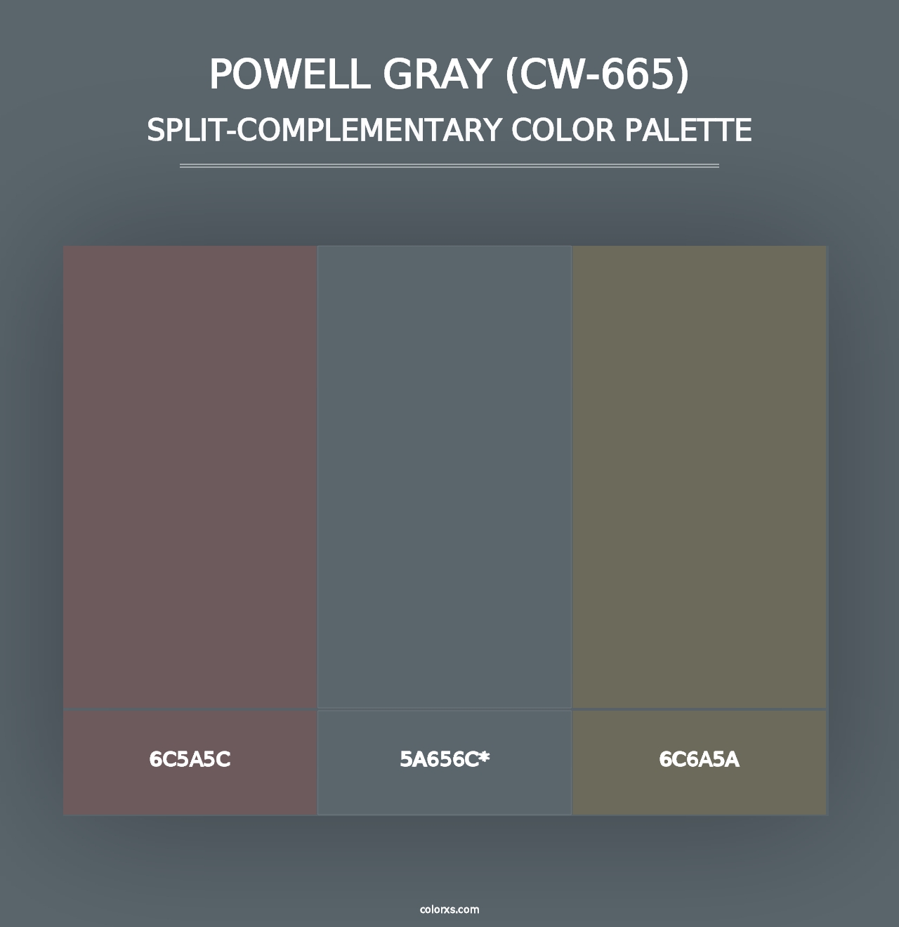 Powell Gray (CW-665) - Split-Complementary Color Palette