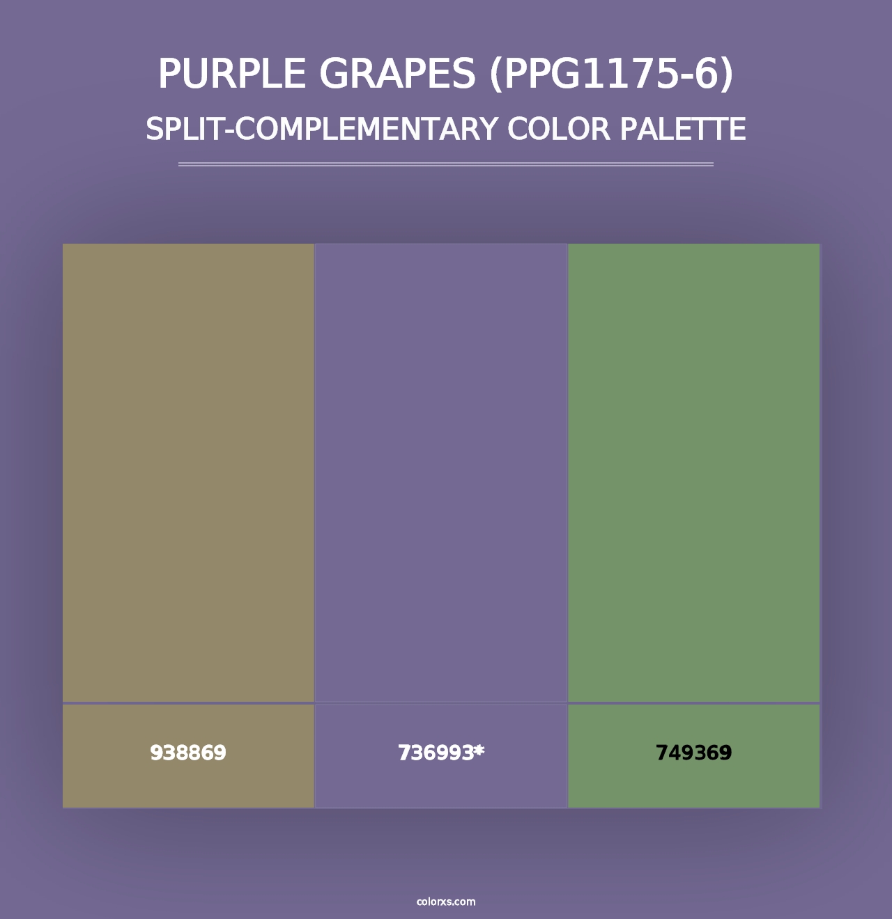 Purple Grapes (PPG1175-6) - Split-Complementary Color Palette