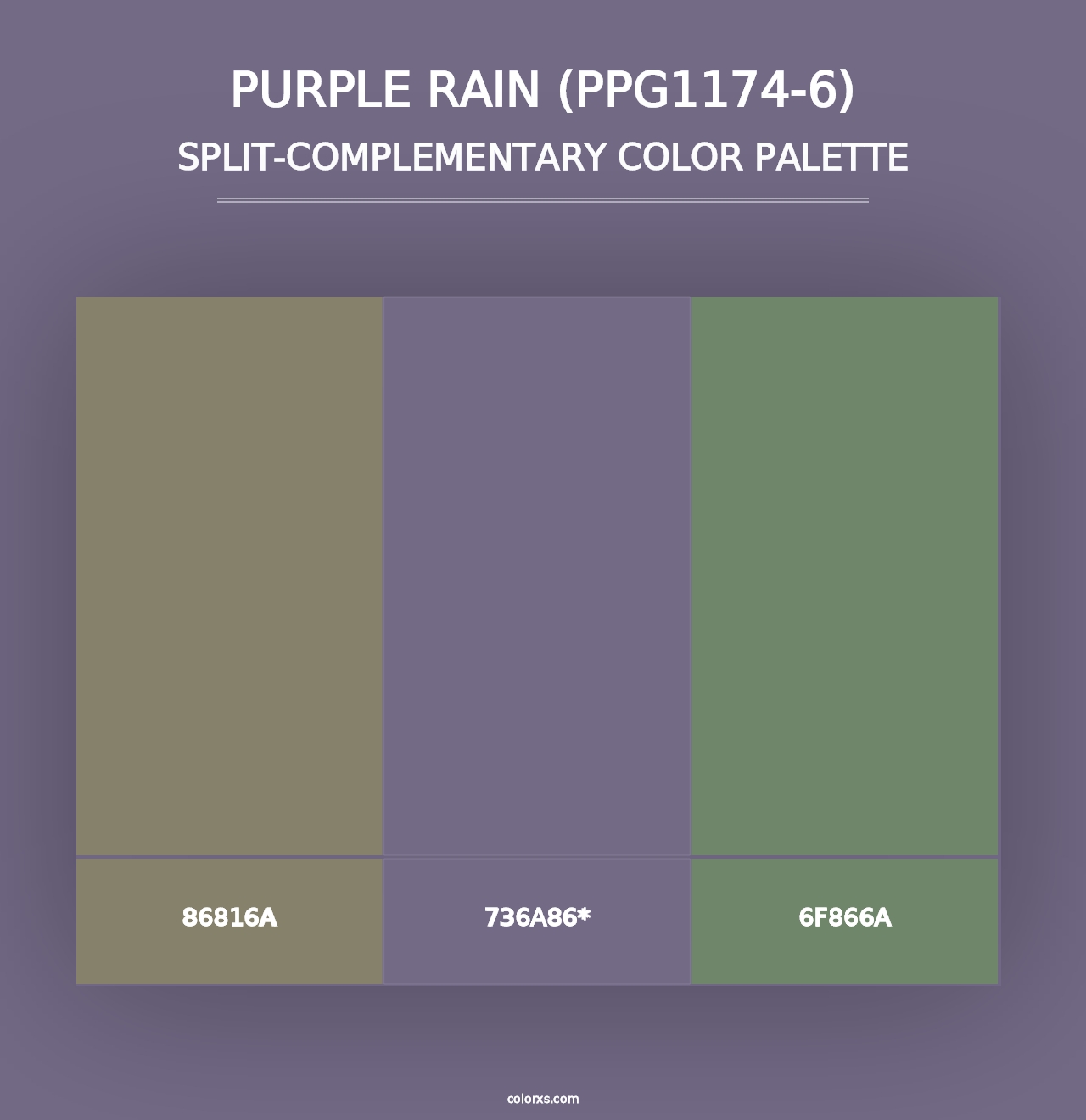 Purple Rain (PPG1174-6) - Split-Complementary Color Palette