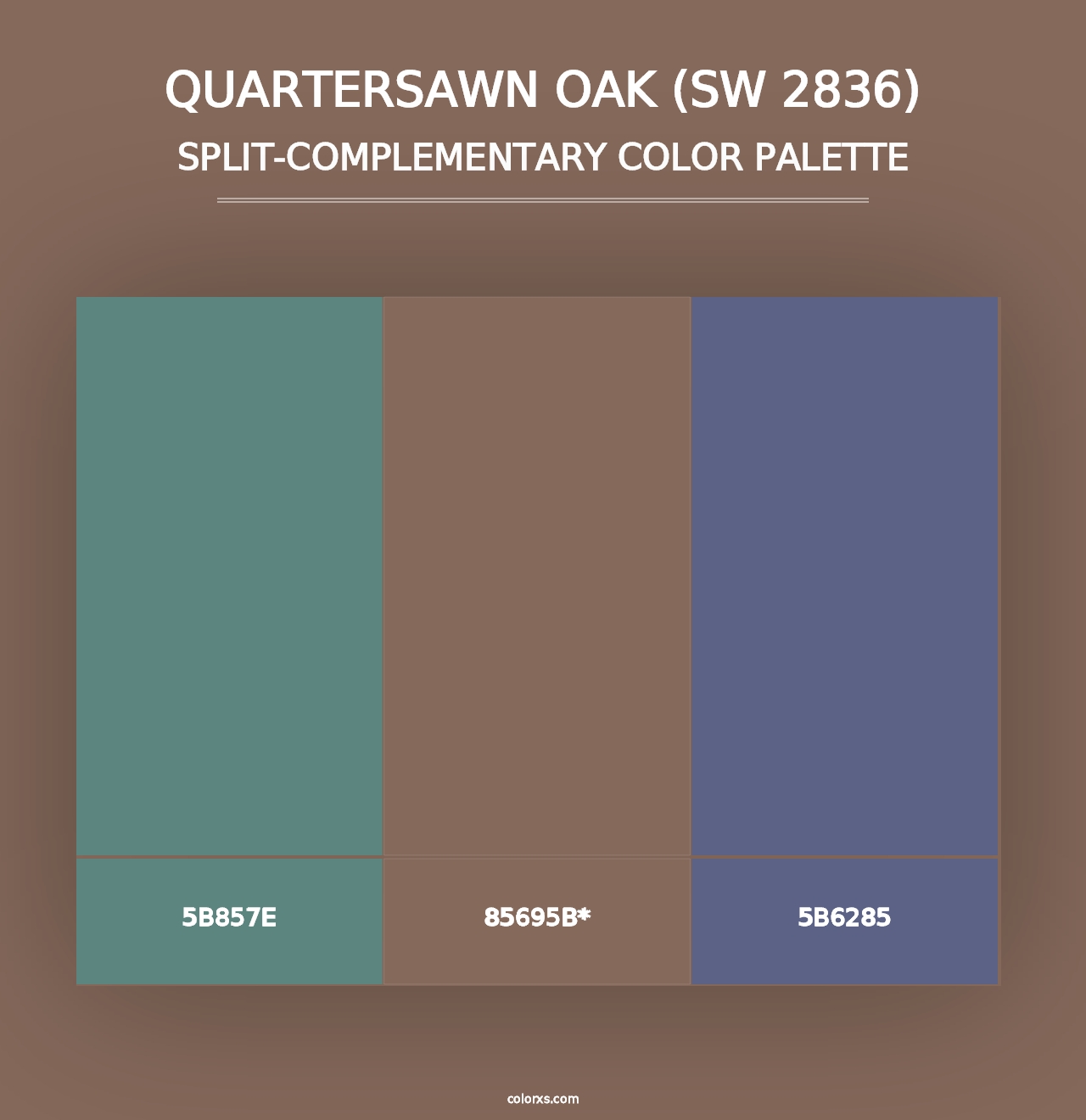 Quartersawn Oak (SW 2836) - Split-Complementary Color Palette