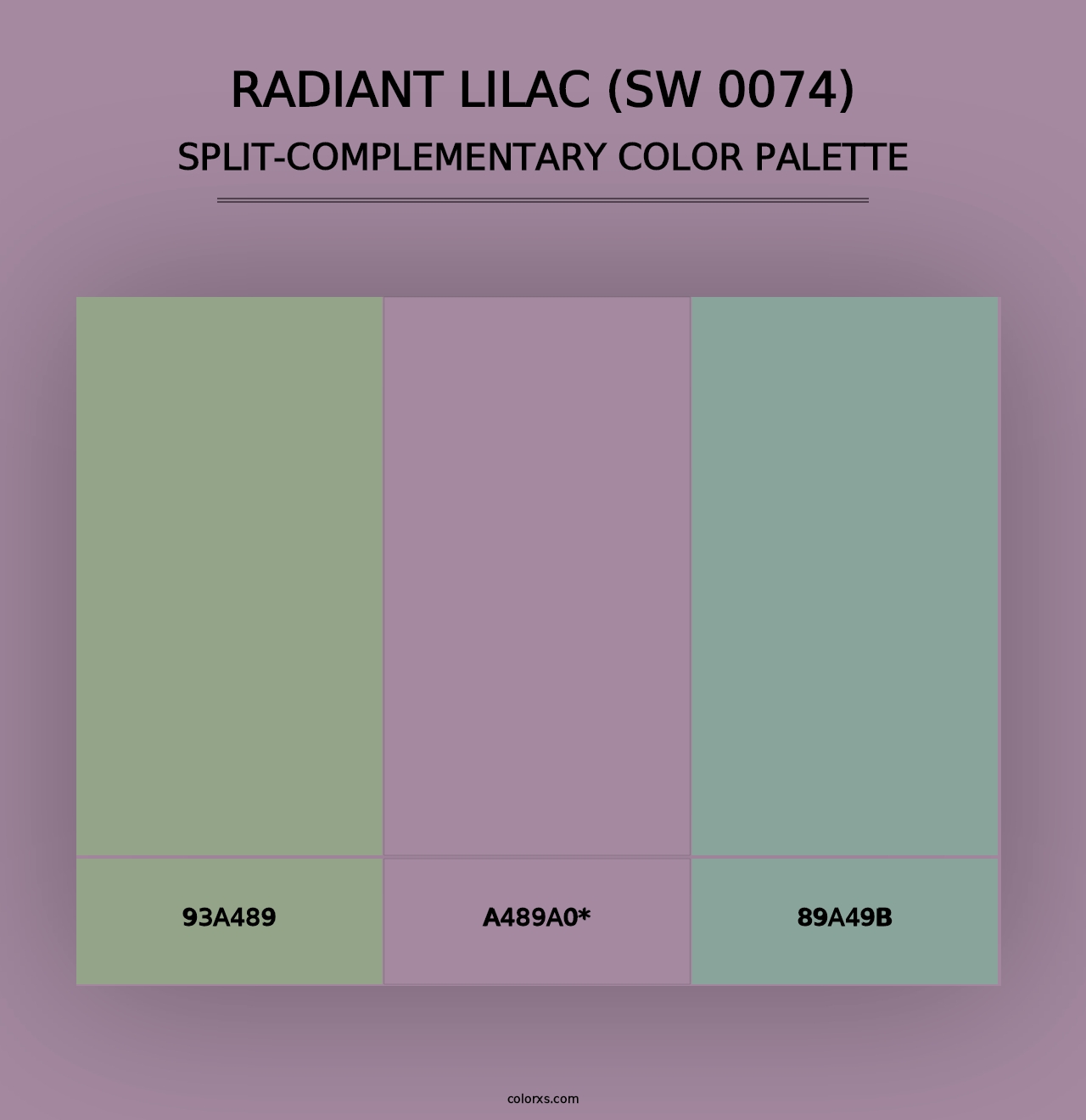 Radiant Lilac (SW 0074) - Split-Complementary Color Palette