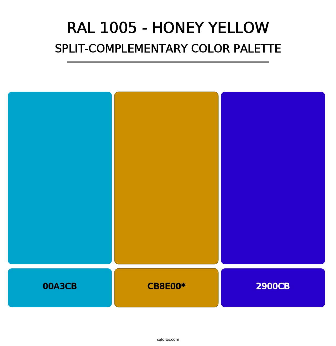 RAL 1005 - Honey Yellow - Split-Complementary Color Palette