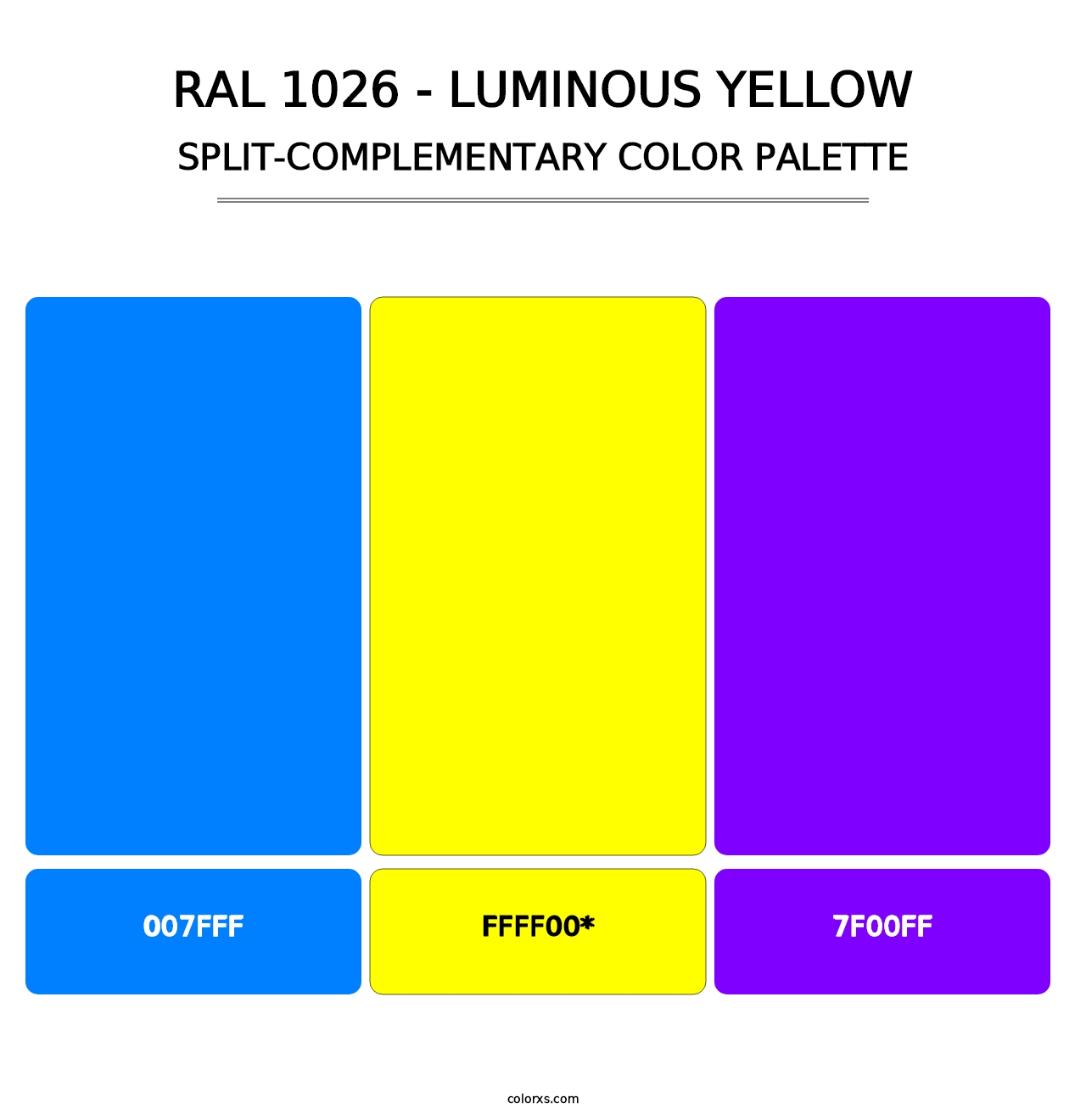 RAL 1026 - Luminous Yellow - Split-Complementary Color Palette