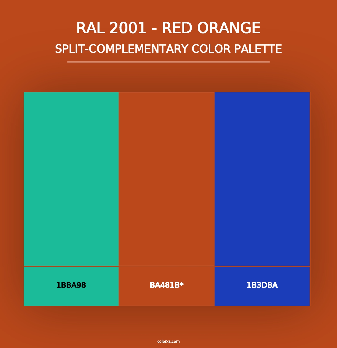 RAL 2001 - Red Orange - Split-Complementary Color Palette