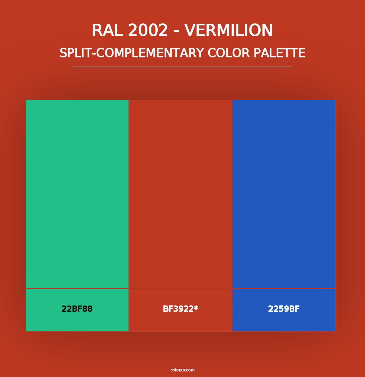 RAL 2002 - Vermilion - Split-Complementary Color Palette