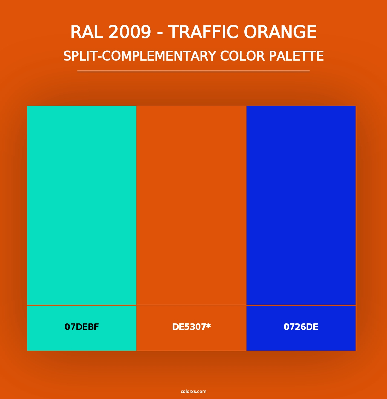 RAL 2009 - Traffic Orange - Split-Complementary Color Palette