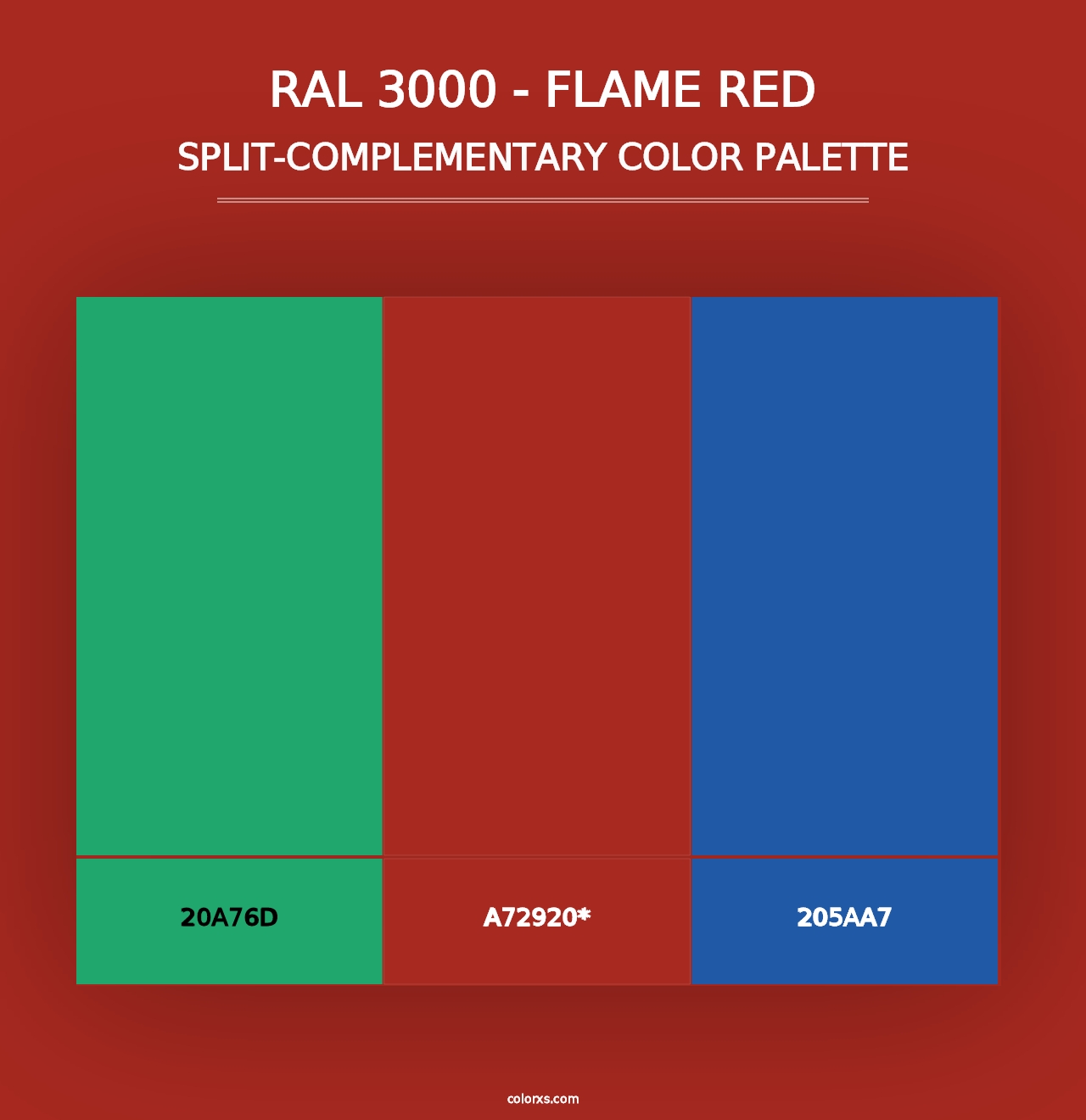 RAL 3000 - Flame Red - Split-Complementary Color Palette