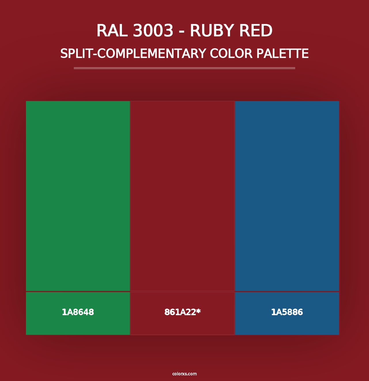 RAL 3003 - Ruby Red - Split-Complementary Color Palette