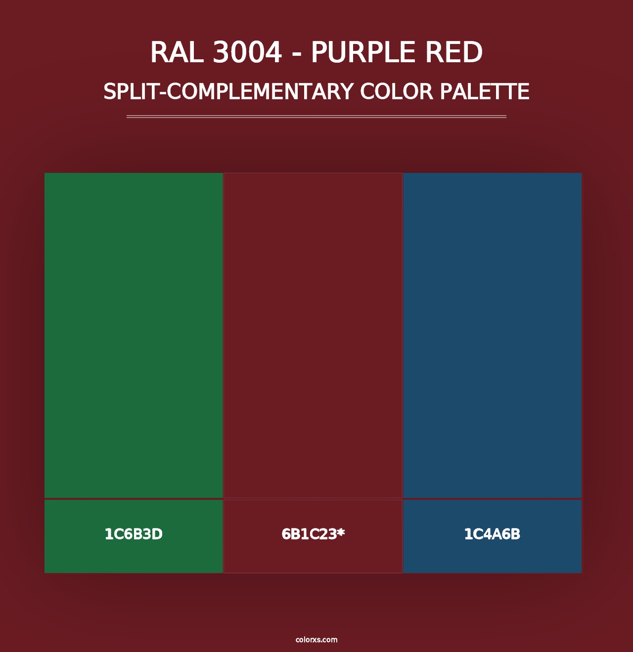 RAL 3004 - Purple Red - Split-Complementary Color Palette