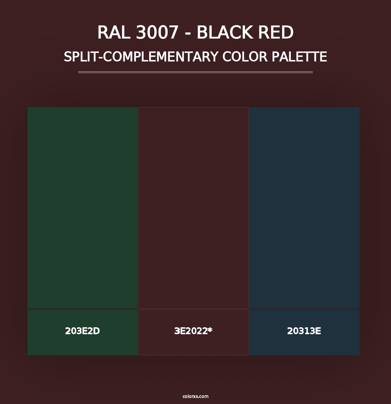 RAL 3007 - Black Red - Split-Complementary Color Palette