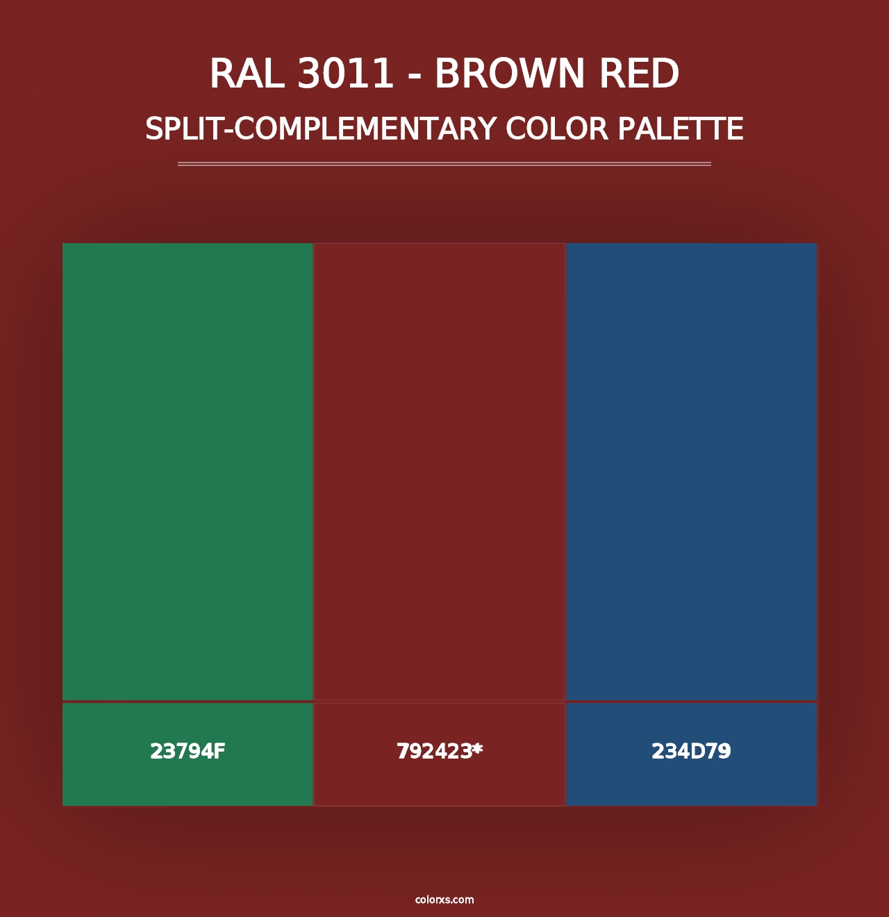 RAL 3011 - Brown Red - Split-Complementary Color Palette