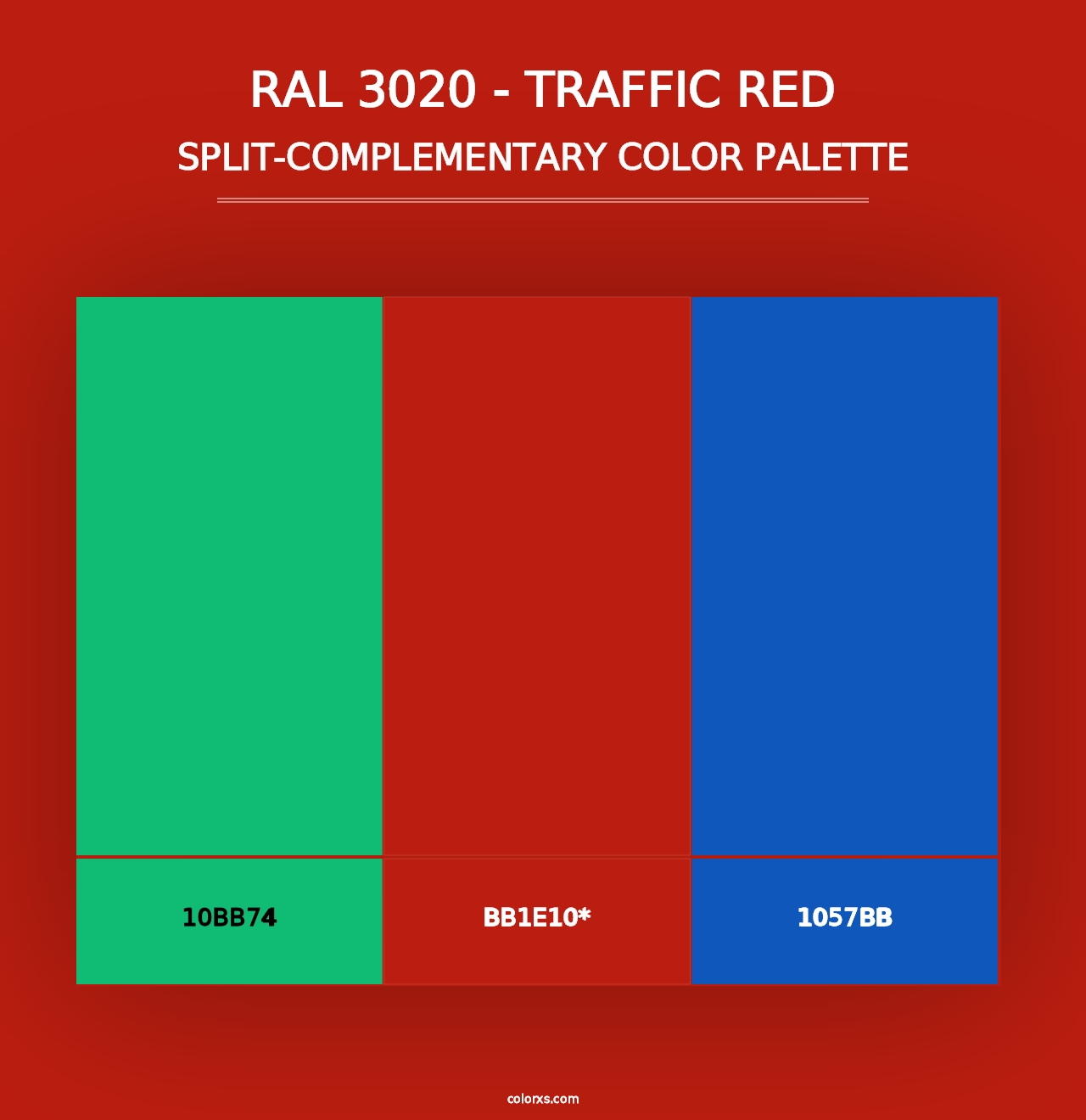 RAL 3020 - Traffic Red - Split-Complementary Color Palette